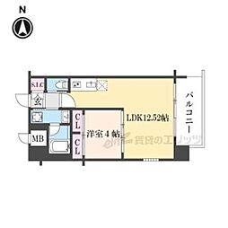 プレジオ八戸ノ里 1LDKの間取図画像