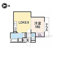 クリエオーレ加納 1LDKの間取図画像