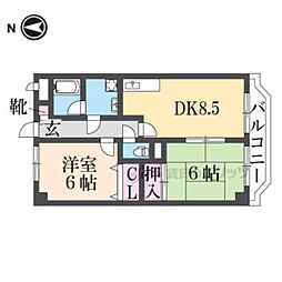 パルティグ 2DKの間取図画像