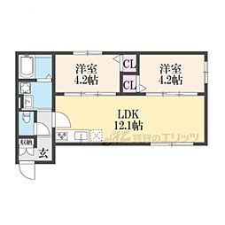 Tio Fleur 2LDKの間取図画像