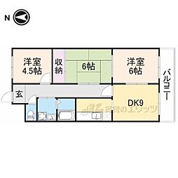 グランメールシマノ 3DKの間取図画像