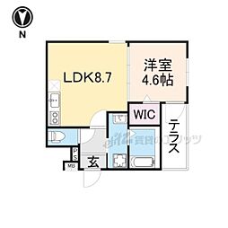 フジパレス瓢箪山 1LDKの間取図画像