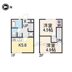 レオパレス枚岡ヒルズ 2DKの間取図画像