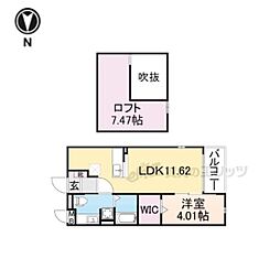 アルバーダ　トレス 2階1LDKの間取り