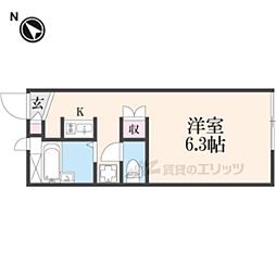 近鉄大阪線 長瀬駅 徒歩10分の賃貸アパート 1階1Kの間取り