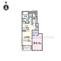 ラ・ヴィータ・ドルチェ南門真 1階1LDKの間取り