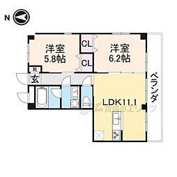 ラフィーネ 301 3階2LDKの間取り