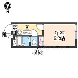 レオパレスハナテン 1Kの間取図画像