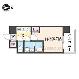 Osaka Metro中央線 長田駅 徒歩2分の賃貸マンション 13階1Kの間取り