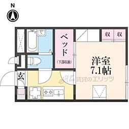レオパレスK・K 1Kの間取図画像