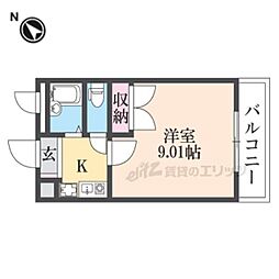 南花屋敷エイティーンハウス 1Kの間取図画像