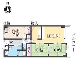レクシア伊丹 3LDKの間取図画像