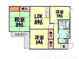 カサ・ボニータ樽井 3LDKの間取図画像