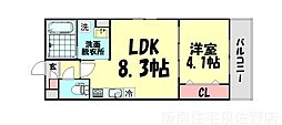 ROJYE泉佐野 1LDKの間取図画像