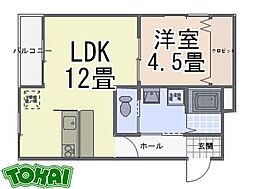 MAJESTIC松阪2nd 2階1LDKの間取り