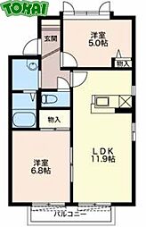 ハイムマグノリアA 2LDKの間取図画像