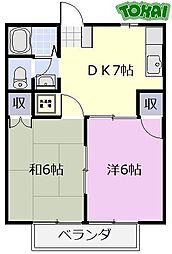 シーサイド2 2DKの間取図画像
