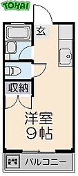 セントアネックスA ワンルームの間取図画像