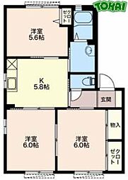 パレス司D 3Kの間取図画像