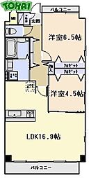 ラフィネーズマメゾン 2LDKの間取図画像
