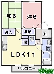 グランシャリオB 2LDKの間取図画像
