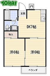 フォーブル五反田B 2DKの間取図画像