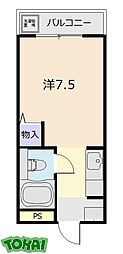 メゾンシグナスB ワンルームの間取図画像
