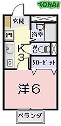 エスポワールY・KB 1Kの間取図画像