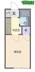 メゾンドフルール 1Kの間取図画像