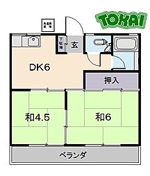 ちづる荘 2DKの間取図画像