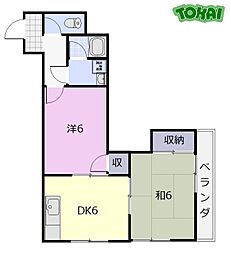 サンハイツマツダ 2DKの間取図画像