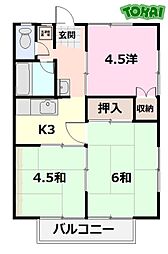 エーデルハイム 3Kの間取図画像