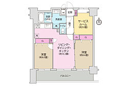 マイキャッスル平塚ロイヤルステージ 2SLDKの間取図画像
