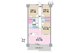 オクトス湘南茅ヶ崎ヴィスタヒル 2SLDKの間取図画像