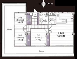 日商岩井方南町マンション 3LDKの間取図画像