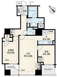 パークコート赤坂桜坂 2LDKの間取図画像