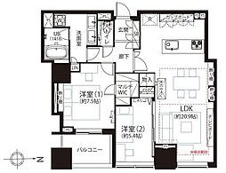シティタワーズ豊洲ザ・ツインN棟 2LDKの間取図画像