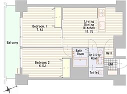 南砂キャピタルコータース 2LDKの間取図画像