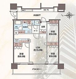 HARUMI FLAG SEA VILLAGEA棟 3LDKの間取図画像