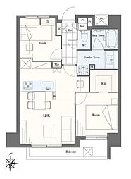 中野桃園シティハウス 2LDKの間取図画像