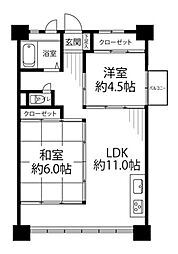亀戸二丁目団地7号棟 2LDKの間取図画像