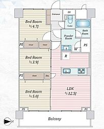 葛西住宅 3LDKの間取図画像