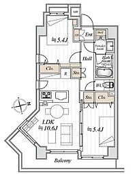 インフィニティ三田 2LDKの間取図画像