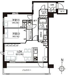 ライオンズシティ中野 2LDKの間取図画像