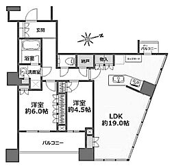 パークタワー勝どきサウス 2LDKの間取図画像