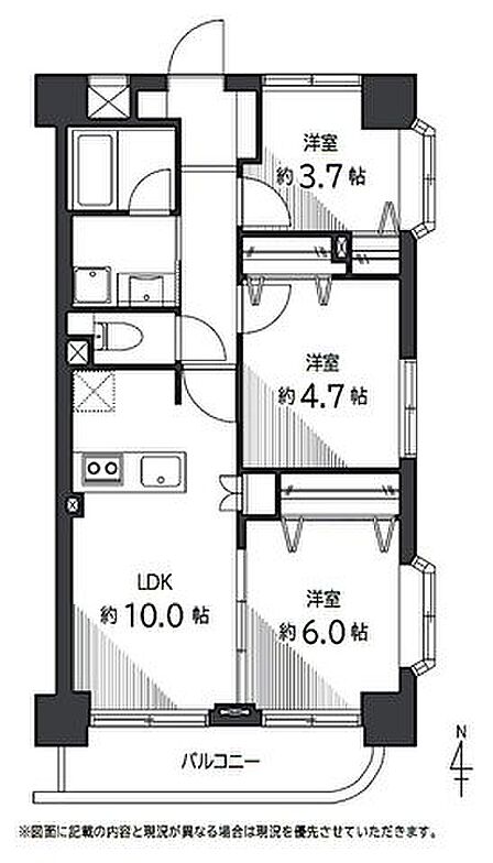 2階部分の南東角部屋、バルコニー南側に面した日当り良い明るい室内。内装リノベーション済です。