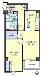 南青山マンション 1SLDKの間取図画像