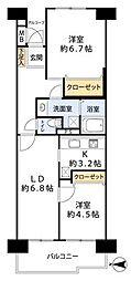 メトロハイツ東陽西棟 2LDKの間取図画像