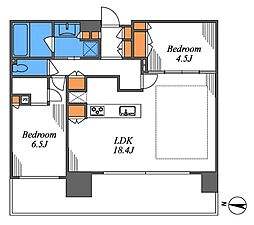 品川イーストシティタワー 2LDKの間取図画像