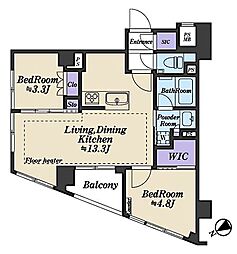 クリオラベルヴィ不動前グランクラス 2LDKの間取図画像